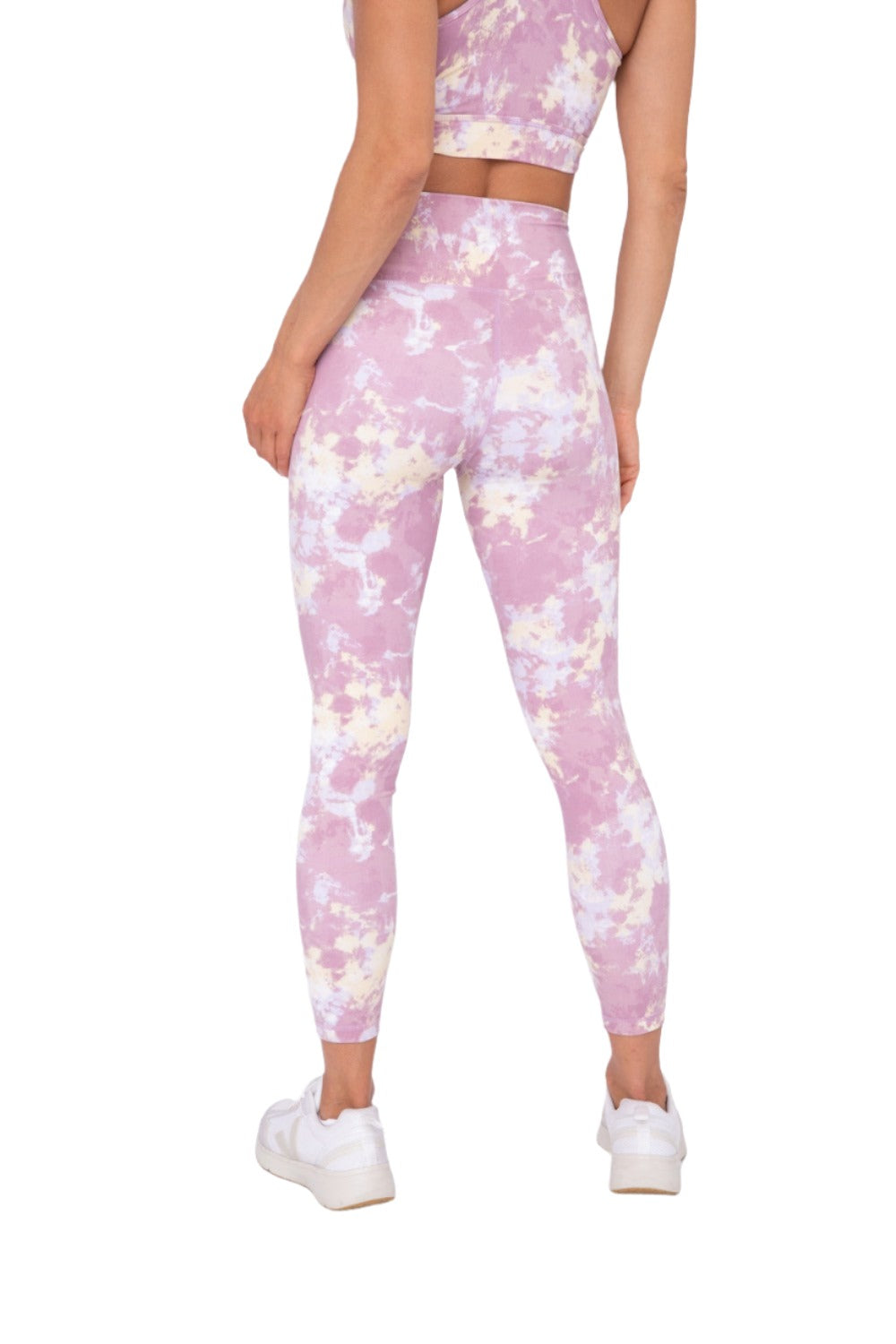 Mono B Tie-Dye Full Length High-Waist Leggings APH-A1260 - Blush - Back View