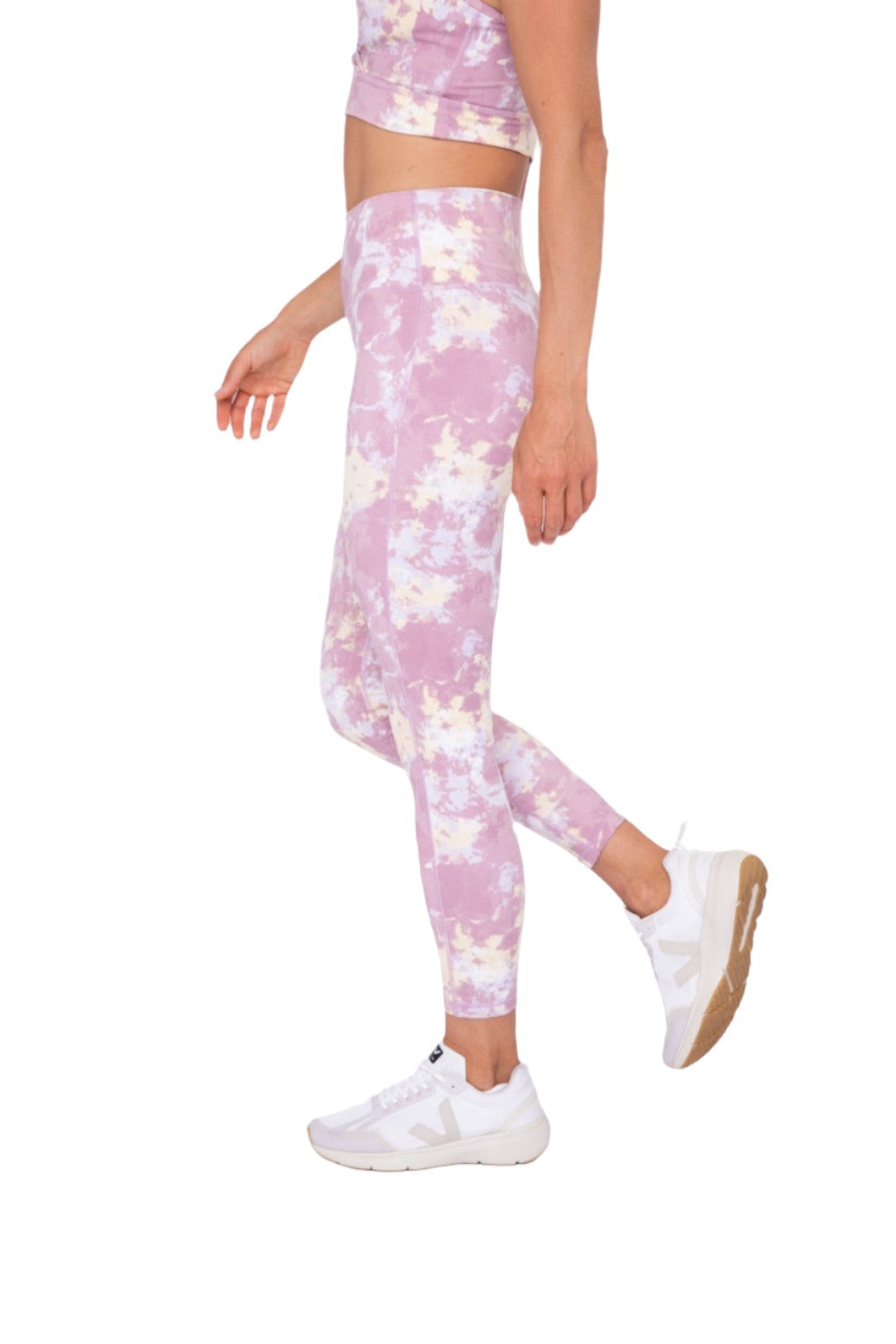 Mono B Tie-Dye Full Length High-Waist Leggings APH-A1260 - Blush - Side View