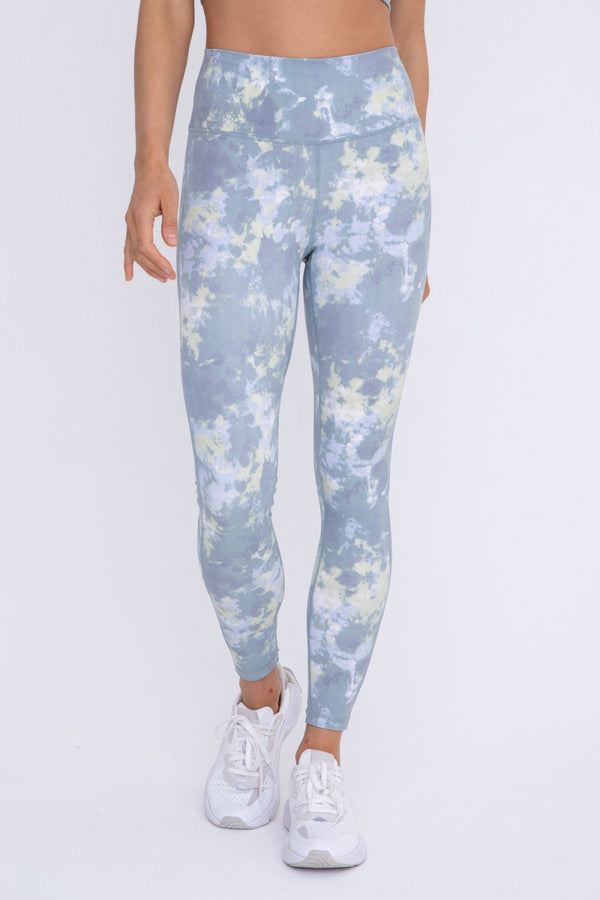Mono B Tie-Dye Full Length High-Waist Leggings APH-A1260 - Forest - Front View