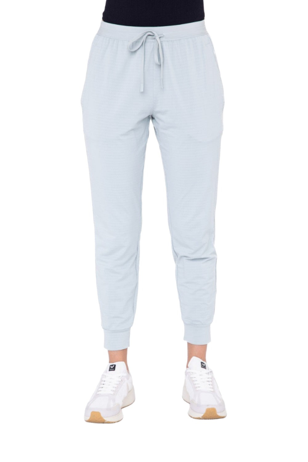 Mono B Active Joggers with Textured Interior AP-B0109 - Aqua Grey - Front View