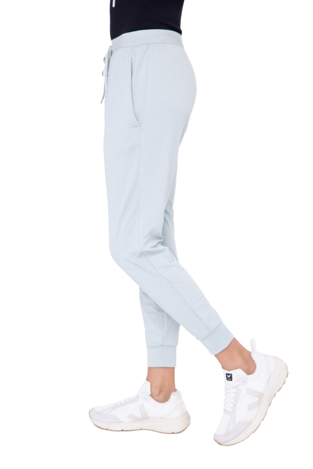 Mono B Active Joggers with Textured Interior AP-B0109 - Aqua Grey - Side View