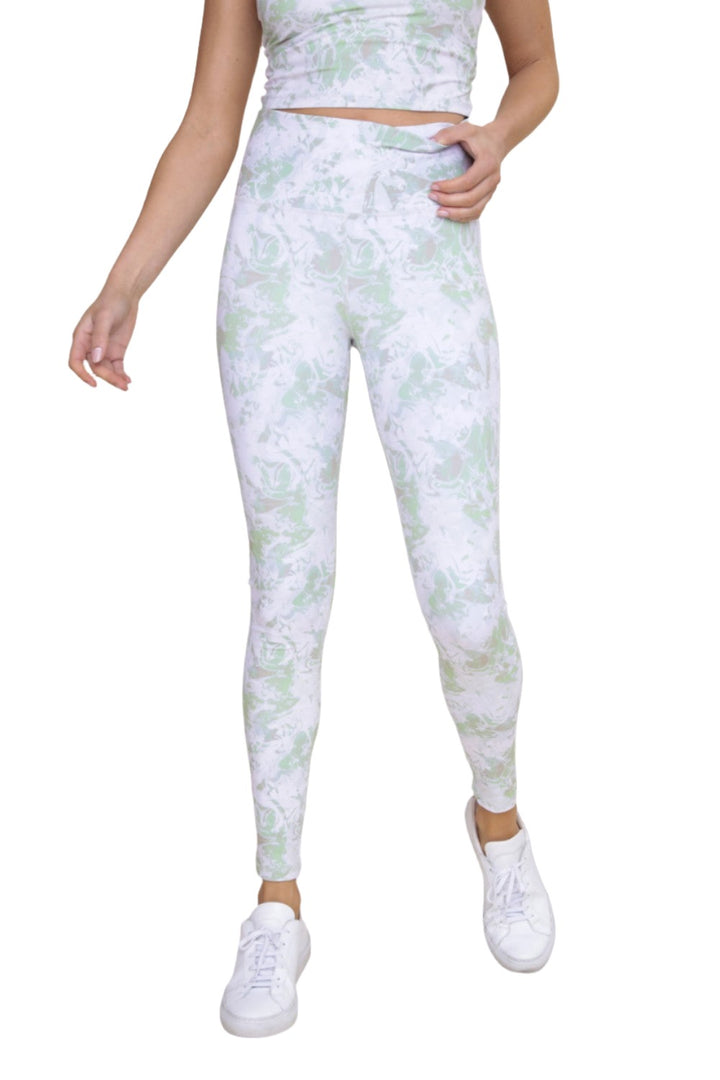 Mono B Whimsy High-Waist Leggings APH-B0120 - Lime Swirl - Front View