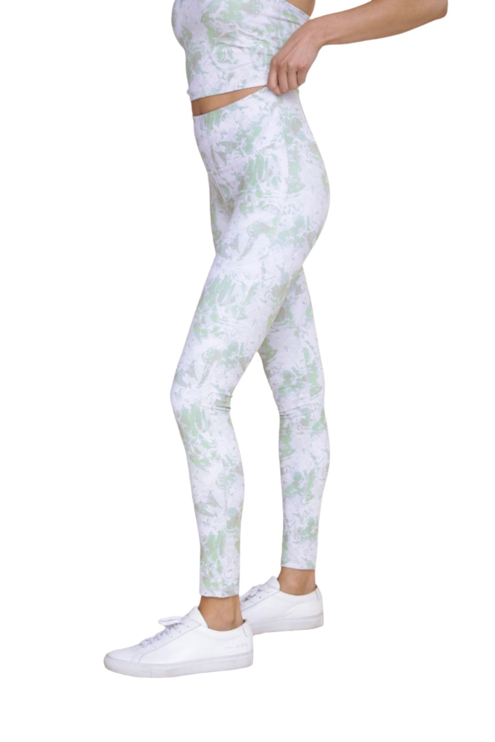 Mono B Whimsy High-Waist Leggings APH-B0120 - Lime Swirl - Side View