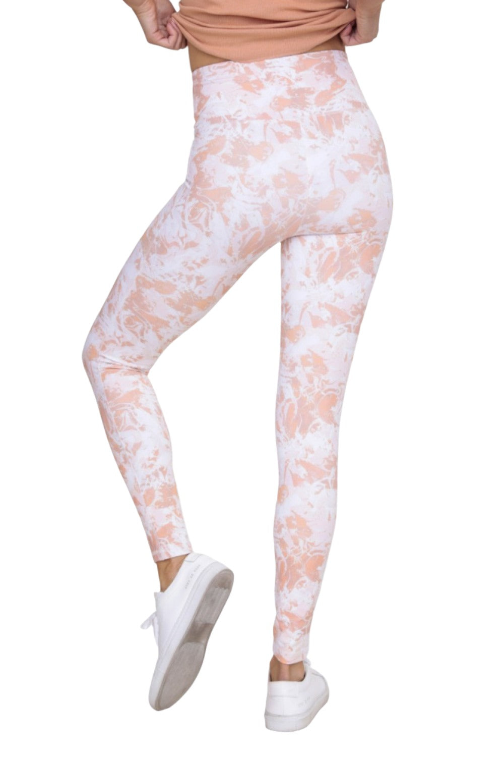 Mono B Whimsy High-Waist Leggings APH-B0120 - Peach Swirl - Back View