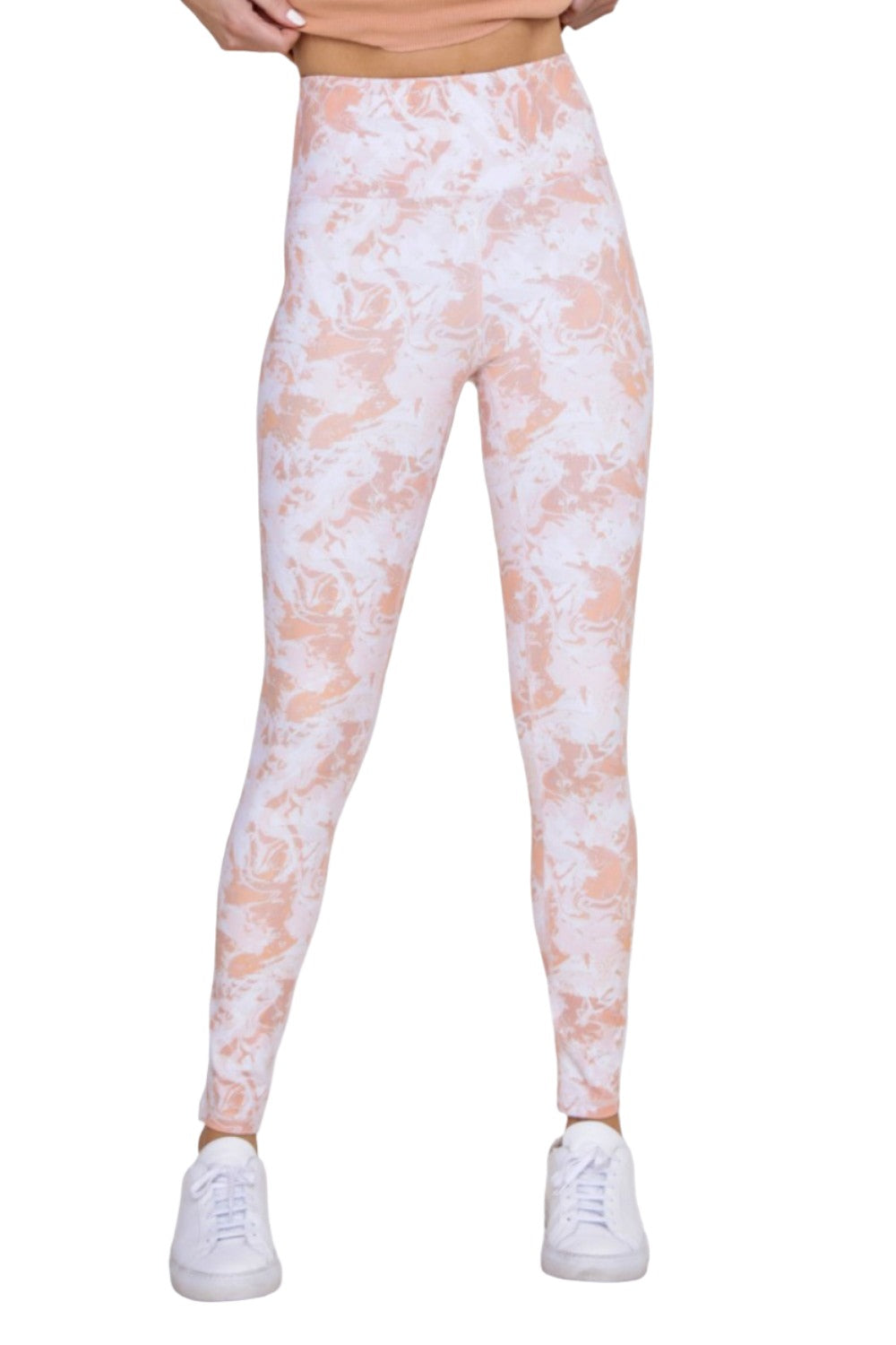 Mono B Whimsy High-Waist Leggings APH-B0120 - Peach Swirl - Front View