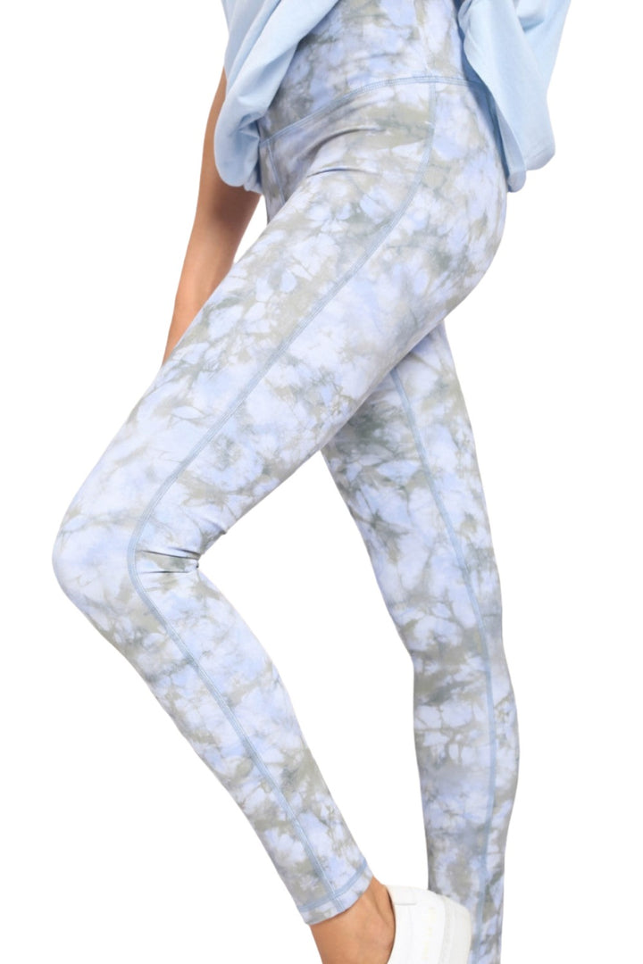 Mono B Ocean Tie-Dye High-Waist Leggings APH-B0157 - Periwinkle Tie Dye - Side View