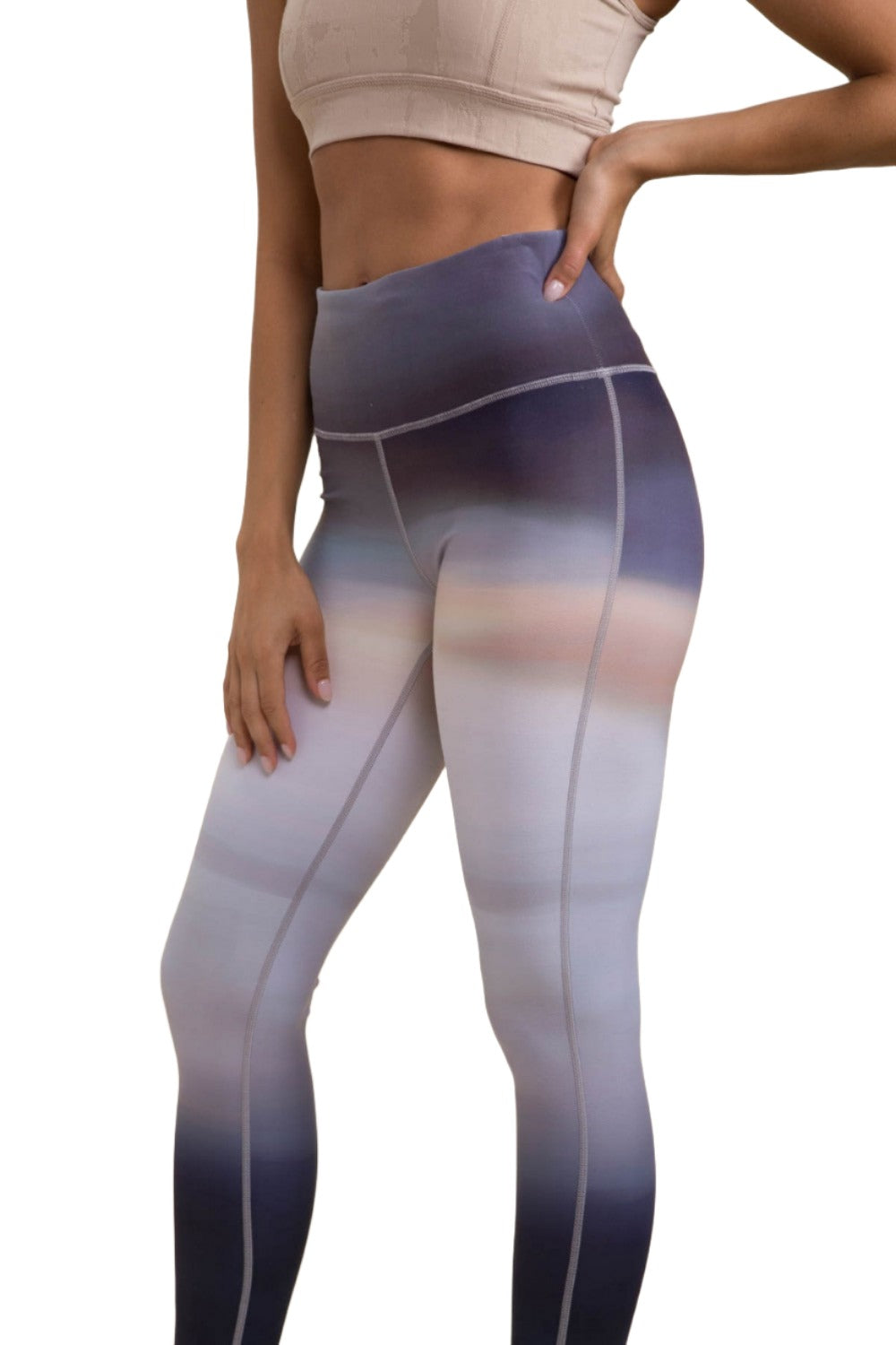 Mono B Dusk High-Waist Leggings APH-B0178 - Grey Ombre - Side View