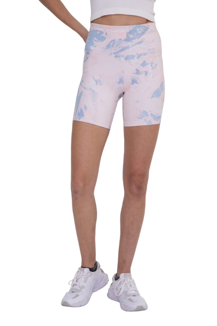 Mono B Cotton Candy High-Waist Bike Shorts APH-B0264 - Peach Print - Front View