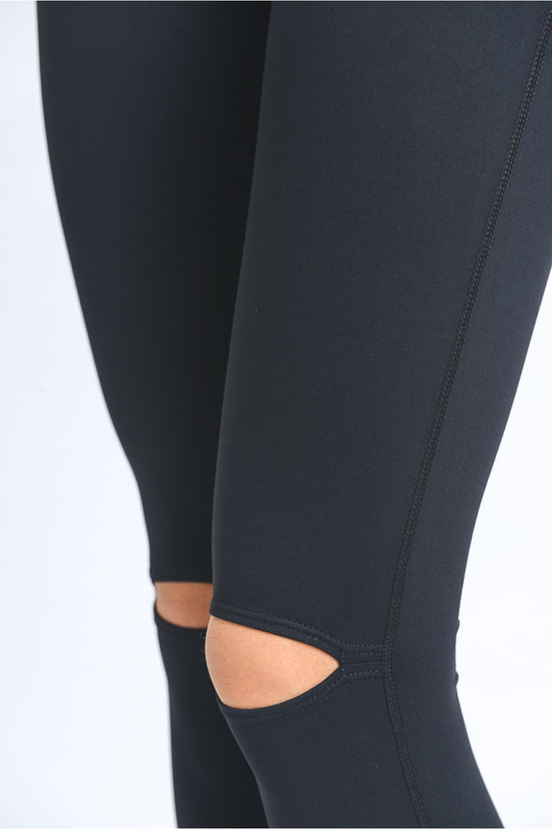 B Mono High Waist Shredded Knee Laser-Cut Leggings – Girl Intuitive