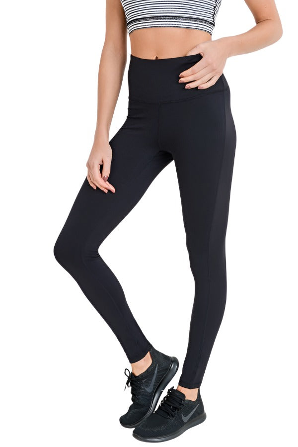 Mono B Essential Highwaist Solid Leggings APH2366 - Black - Front View