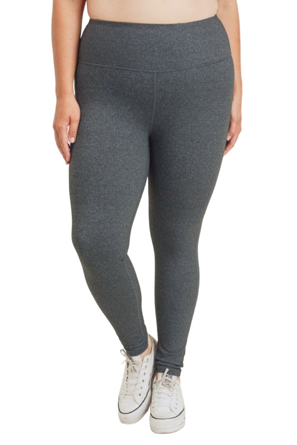 Mono B Essential Highwaist Solid Leggings APH2366 - 2 Tone Melange - Front View