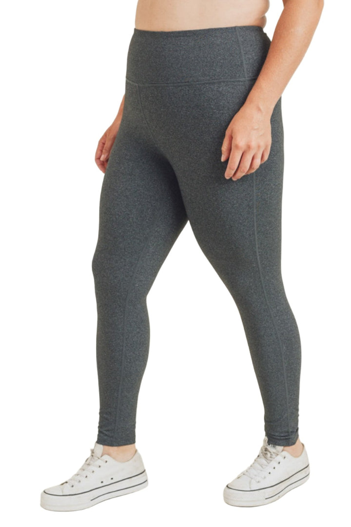 Mono B Essential Highwaist Solid Leggings APH2366 - 2 Tone Melange - Side View