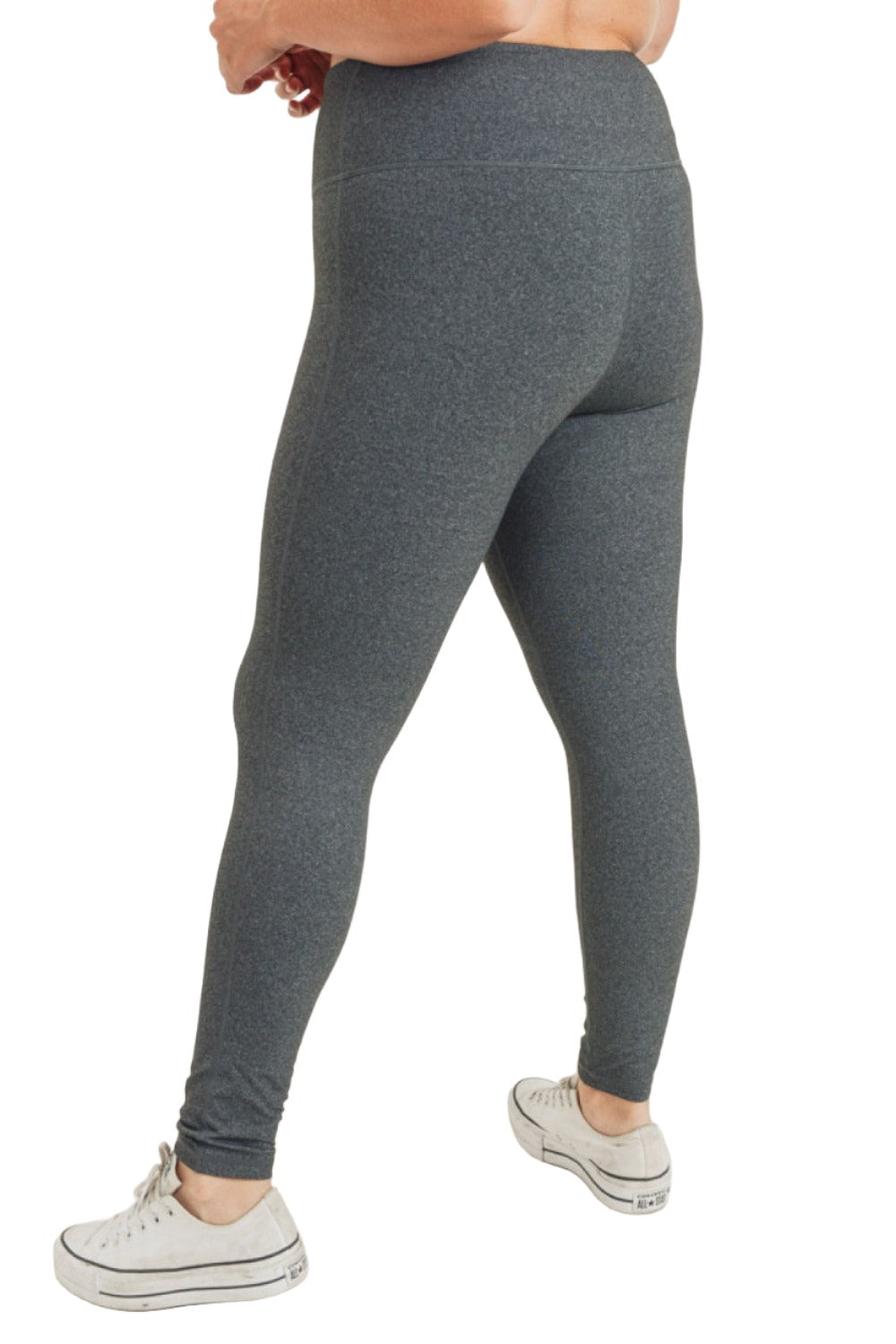Mono B Essential Highwaist Solid Leggings APH2366 - 2 Tone Melange - Back Side View