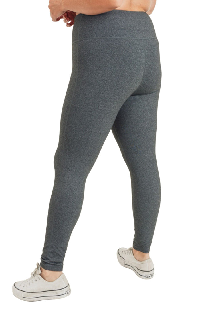 Mono B Essential Highwaist Solid Leggings APH2366 - 2 Tone Melange - Back Side View