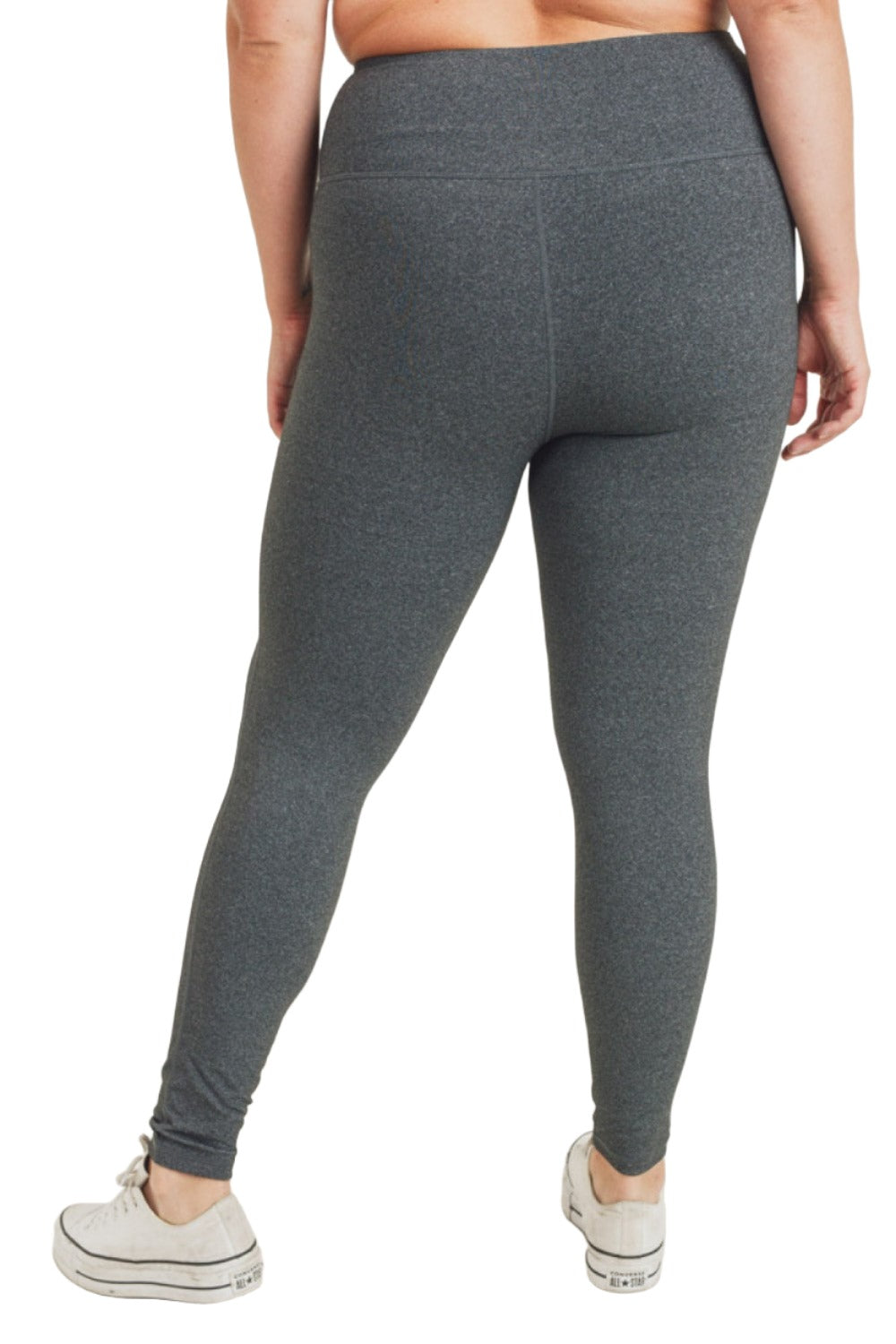 Mono B Essential Highwaist Solid Leggings APH2366 - 2 Tone Melange - Back View