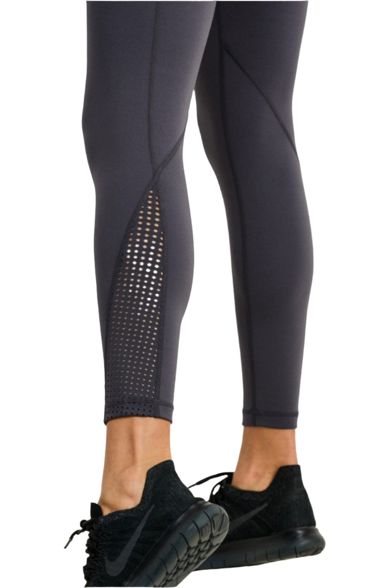 Mono B Perforated Panel Highwaist Performance Leggings APH2461 - Grey - Rear View