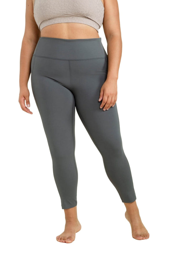 Mono B Laser-Cut and Bonded Essential Foldover Highwaist Leggings APH2713 Plus - Urban Chic - Front View