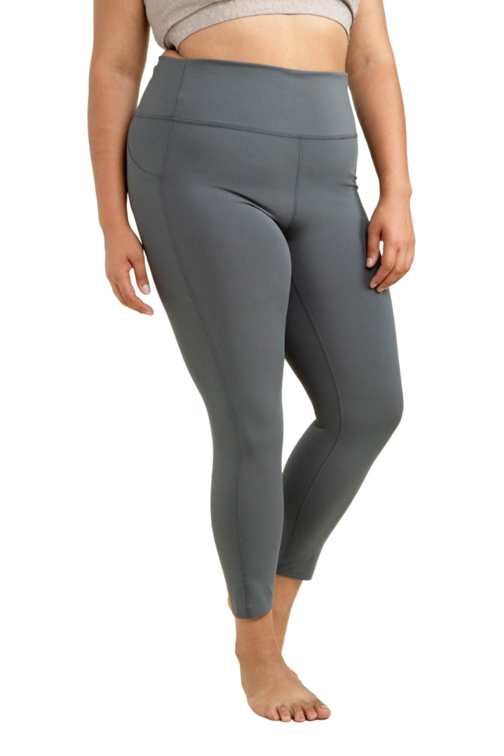 Mono B Laser-Cut and Bonded Essential Foldover Highwaist Leggings APH2713 Plus - Urban Chic - Side View