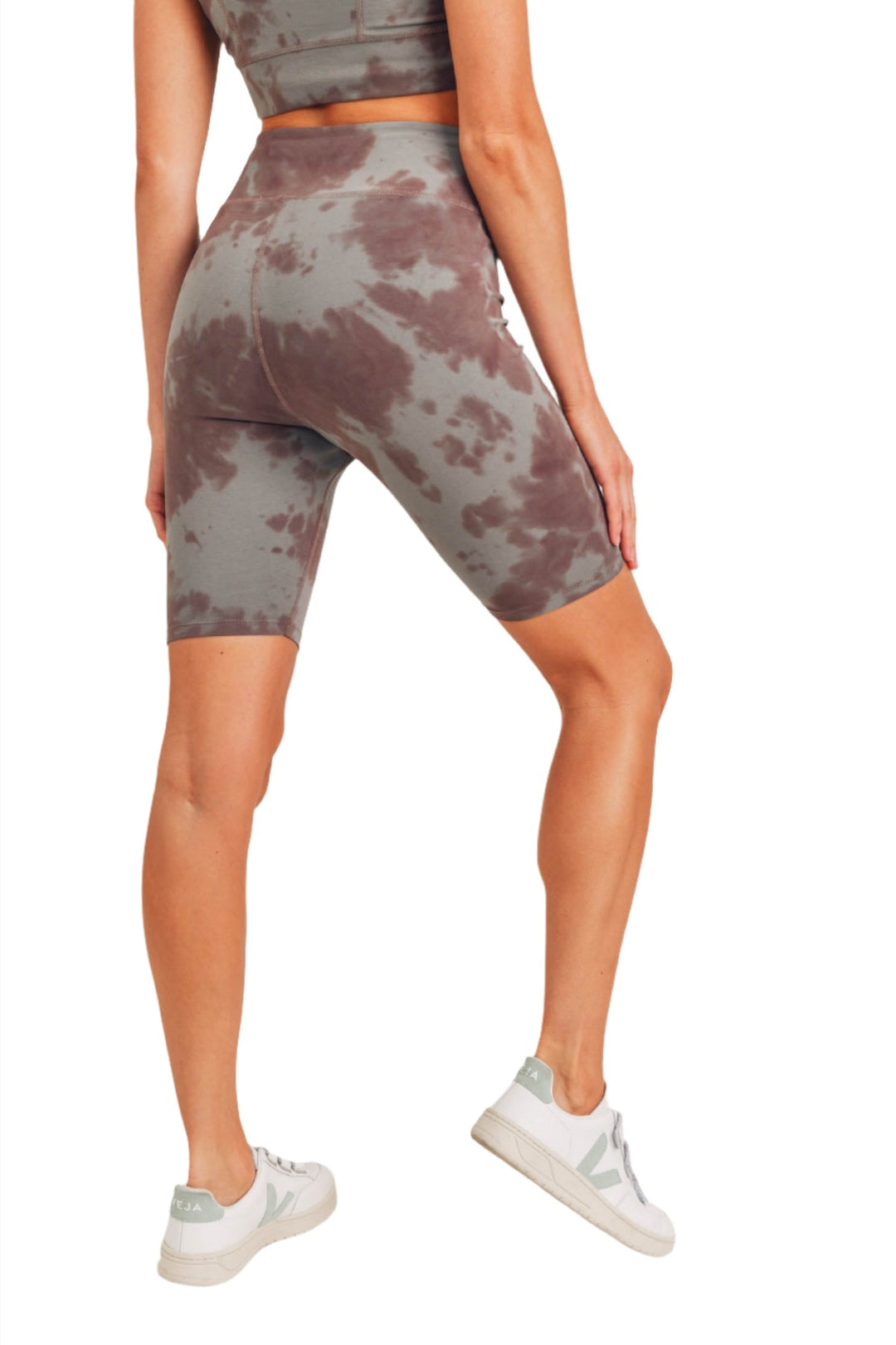 Tie-Dye Cotton Highwaist Bermuda Shorts APH2790 - Brown Tie Dye - Back View