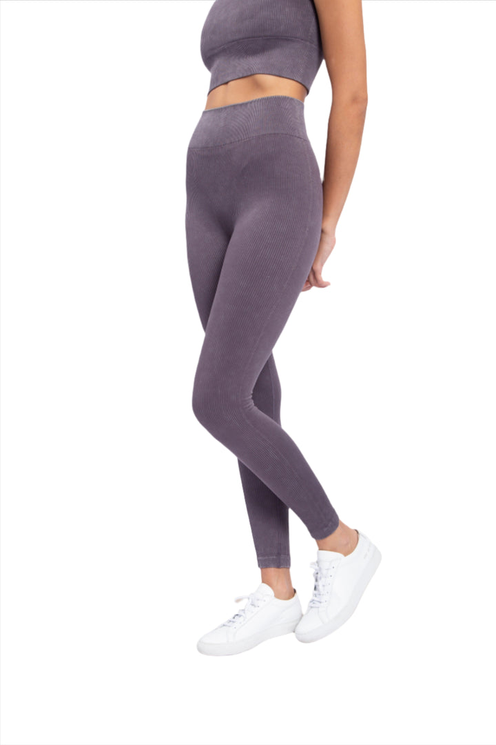 Mono B Ribbed Mineral Wash Seamless Legging APH2801 - Arcane - Side View