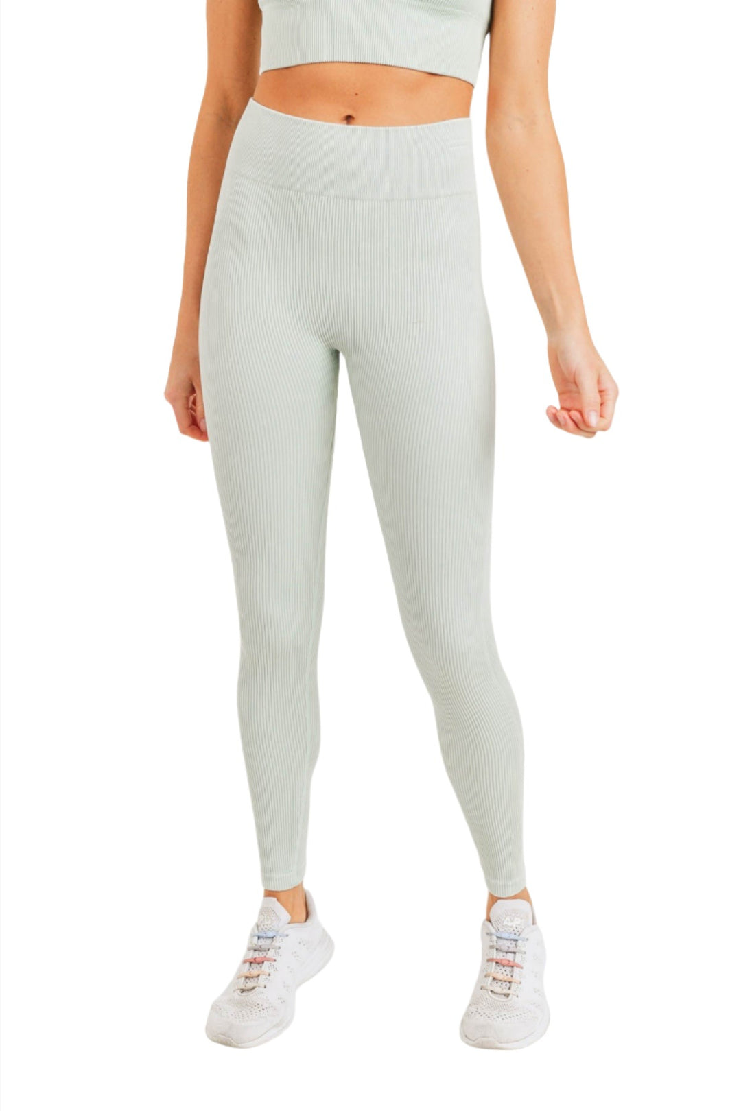 Mono B Ribbed Mineral Wash Seamless Legging APH2801 - Surf Spray - Front View