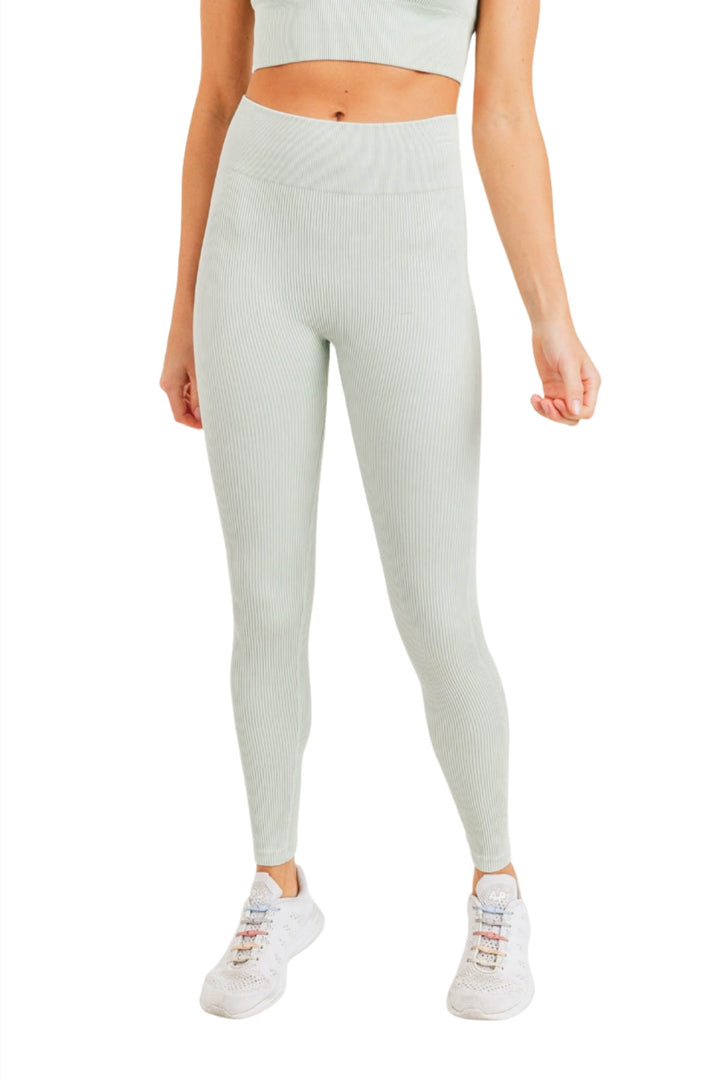 Mono B Ribbed Mineral Wash Seamless Legging APH2801 - Surf Spray - Front View