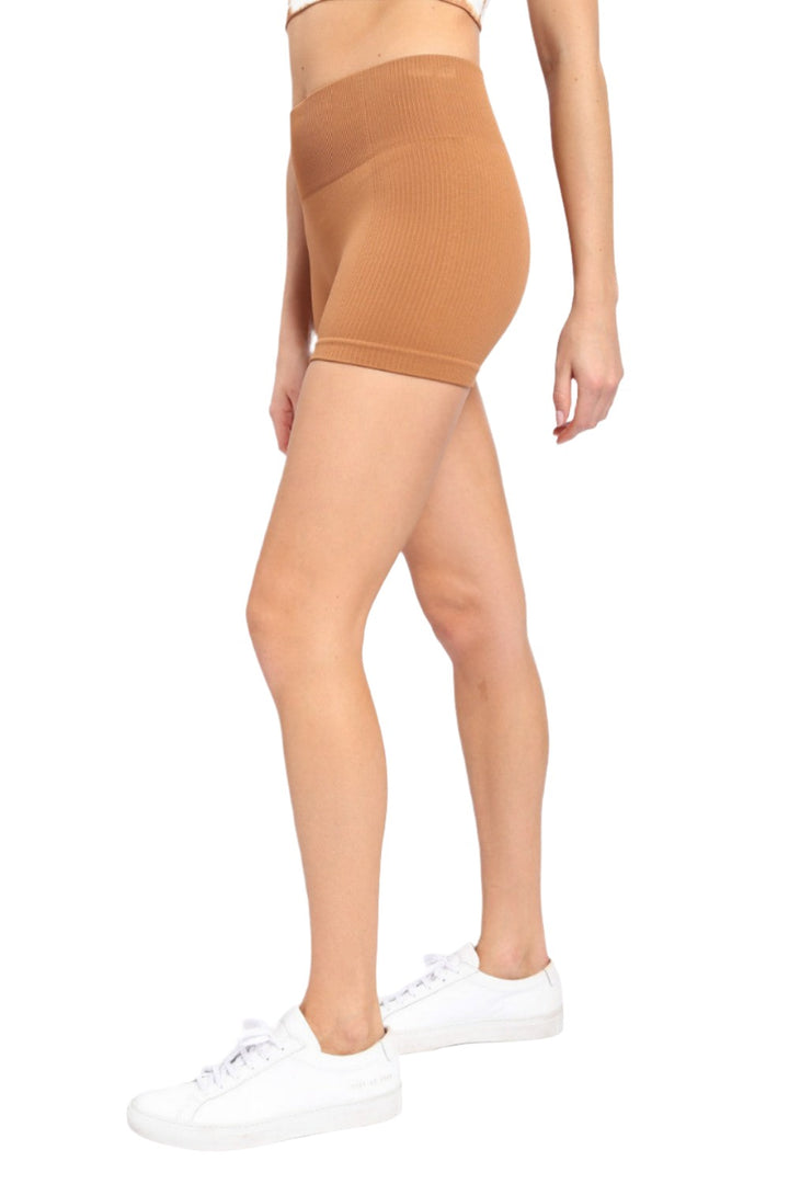 Mono B Ribbed Seamless Short Shorts APH2815 - Mud - Side View