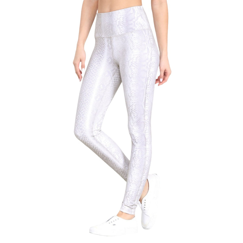 Mono B Grey Snake Print Leggings APH2828 - Grey Snake - Side View