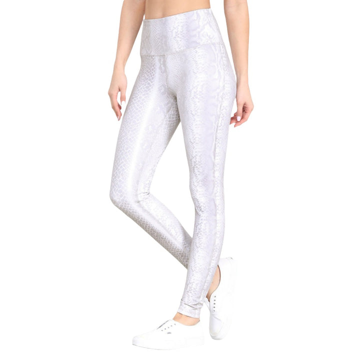Mono B Grey Snake Print Leggings APH2828 - Grey Snake - Side View