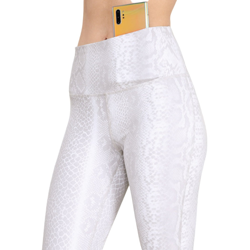 Mono B Grey Snake Print Leggings APH2828 - Grey Snake - Side Rear View