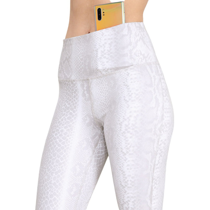 Mono B Grey Snake Print Leggings APH2828 - Grey Snake - Side Rear View