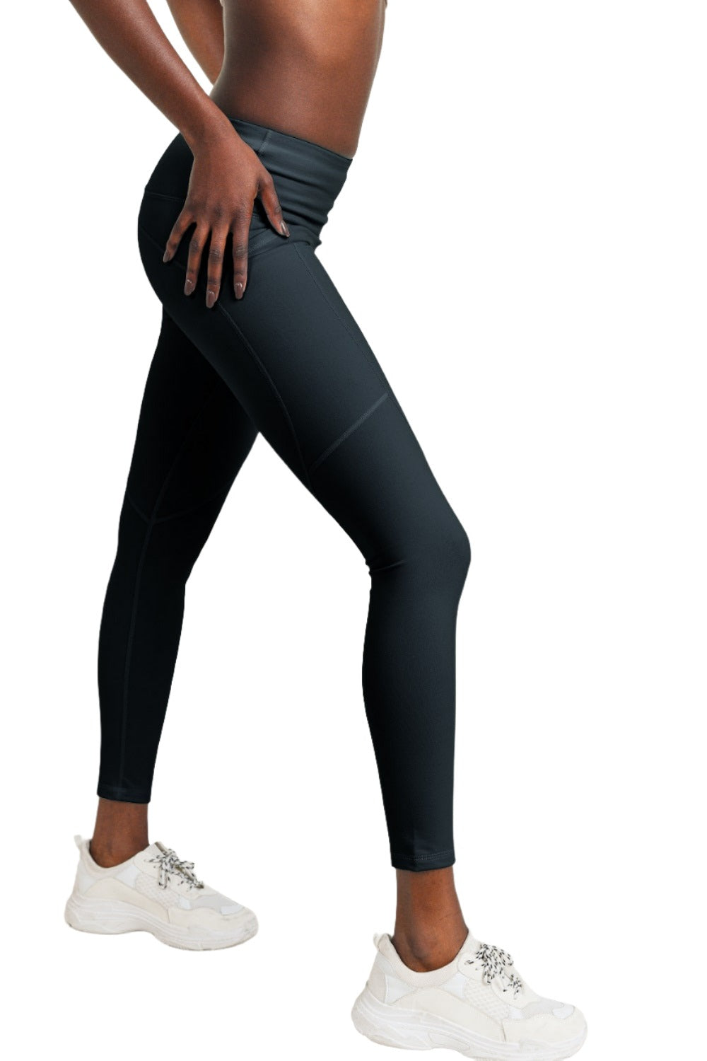 Mono B Swoop Pocket Legging APH2916 and Plus - Black - Side View