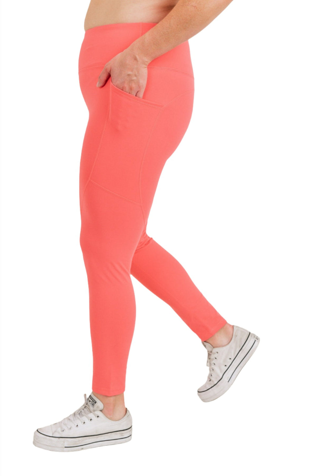 Mono B Swoop Pocket Legging APH2916 and Plus - Bubble Gum - Side View