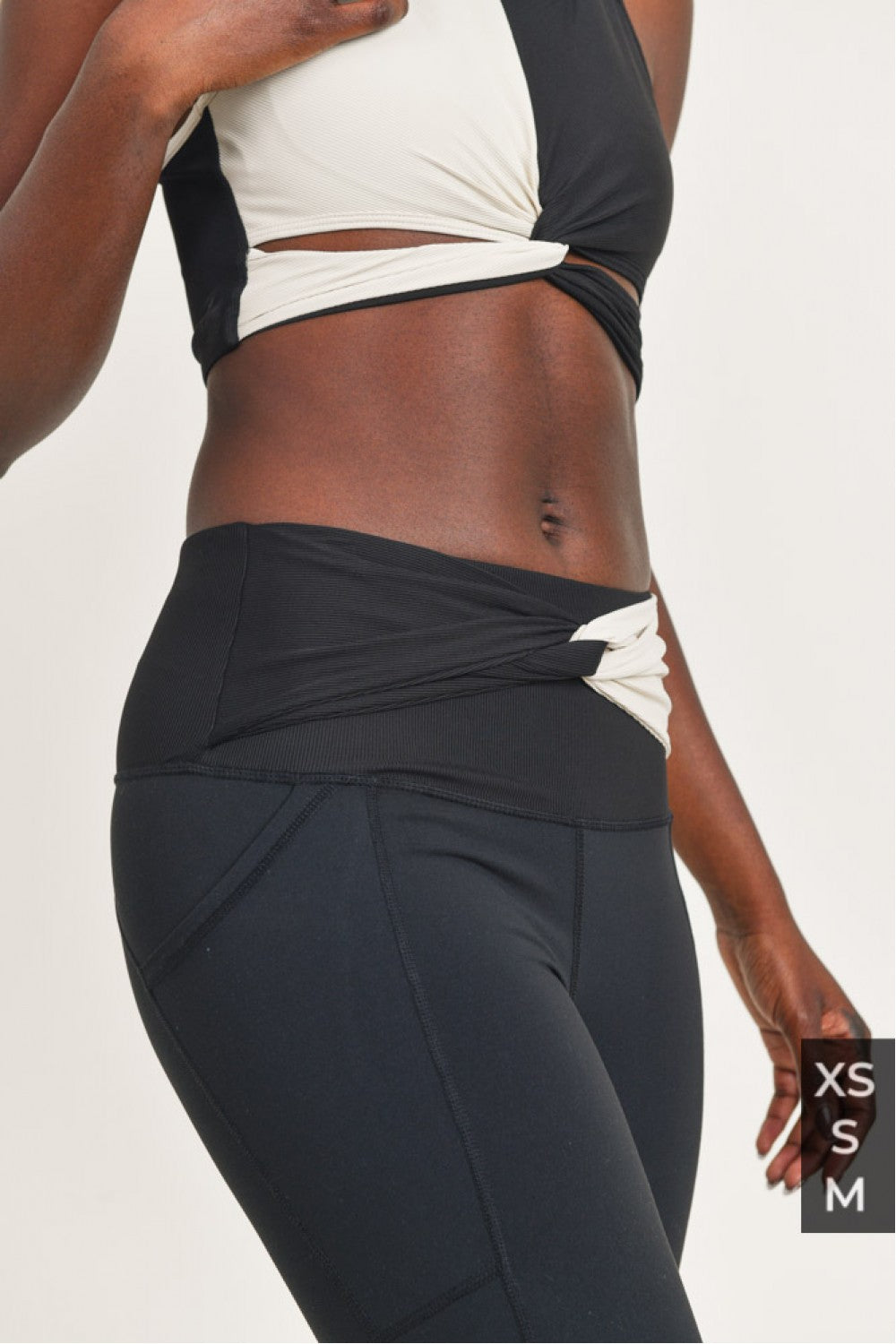 Mono B Split Twisted High Waist Leggings APH2969 - Black - Rear View2