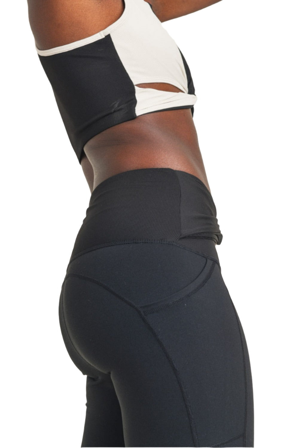 Mono B Split Twisted High Waist Leggings APH2969 - Black - Rear View