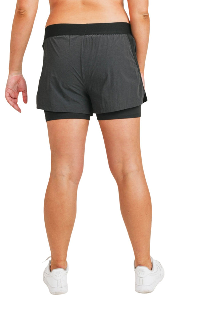Mono B Two-Toned Shorts APH2981 and Plus - Black - Back View
