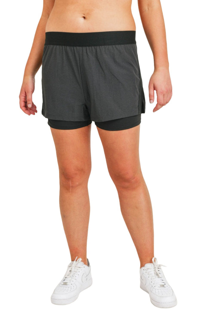 Mono B Two-Toned Shorts APH2981 and Plus - Black - Front View