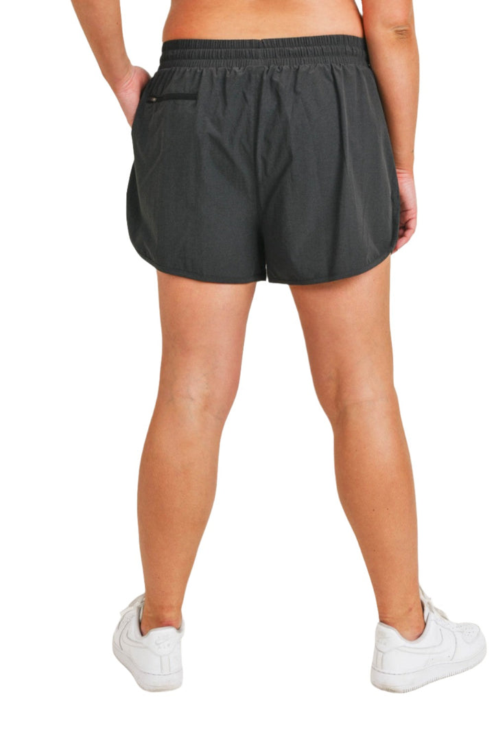 Mono B High Waist Double Dolphin Shorts APH2982 - Black - Back View