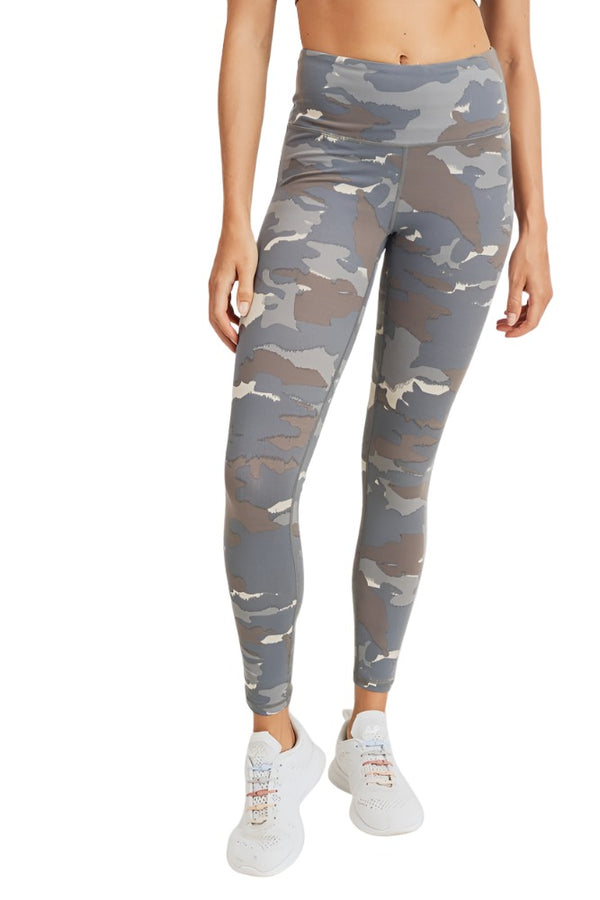 Mono B Army Print High-Waisted Leggings APH3005 and Plus - Army Camo - Front View