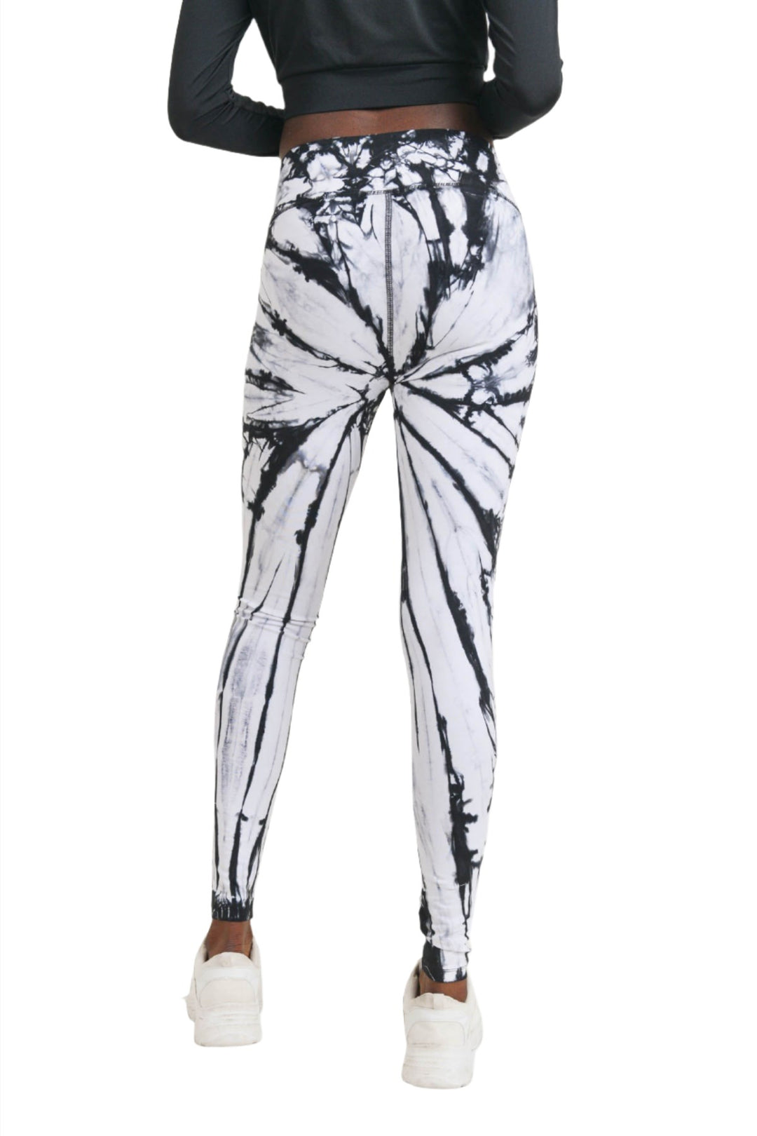 Mono B Tie-Dye Full Length High-Waist Leggings APH3053 - Black Tie Dye - Back View