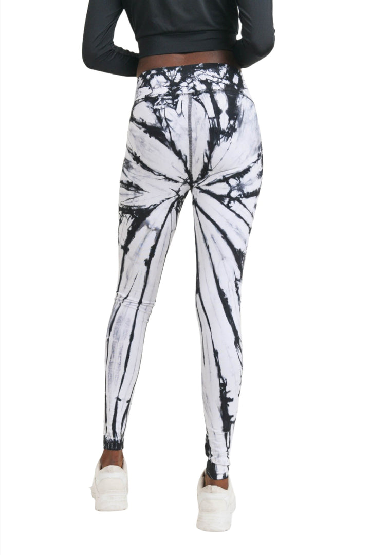 Mono B Tie-Dye Full Length High-Waist Leggings APH3053 - Black Tie Dye - Back View