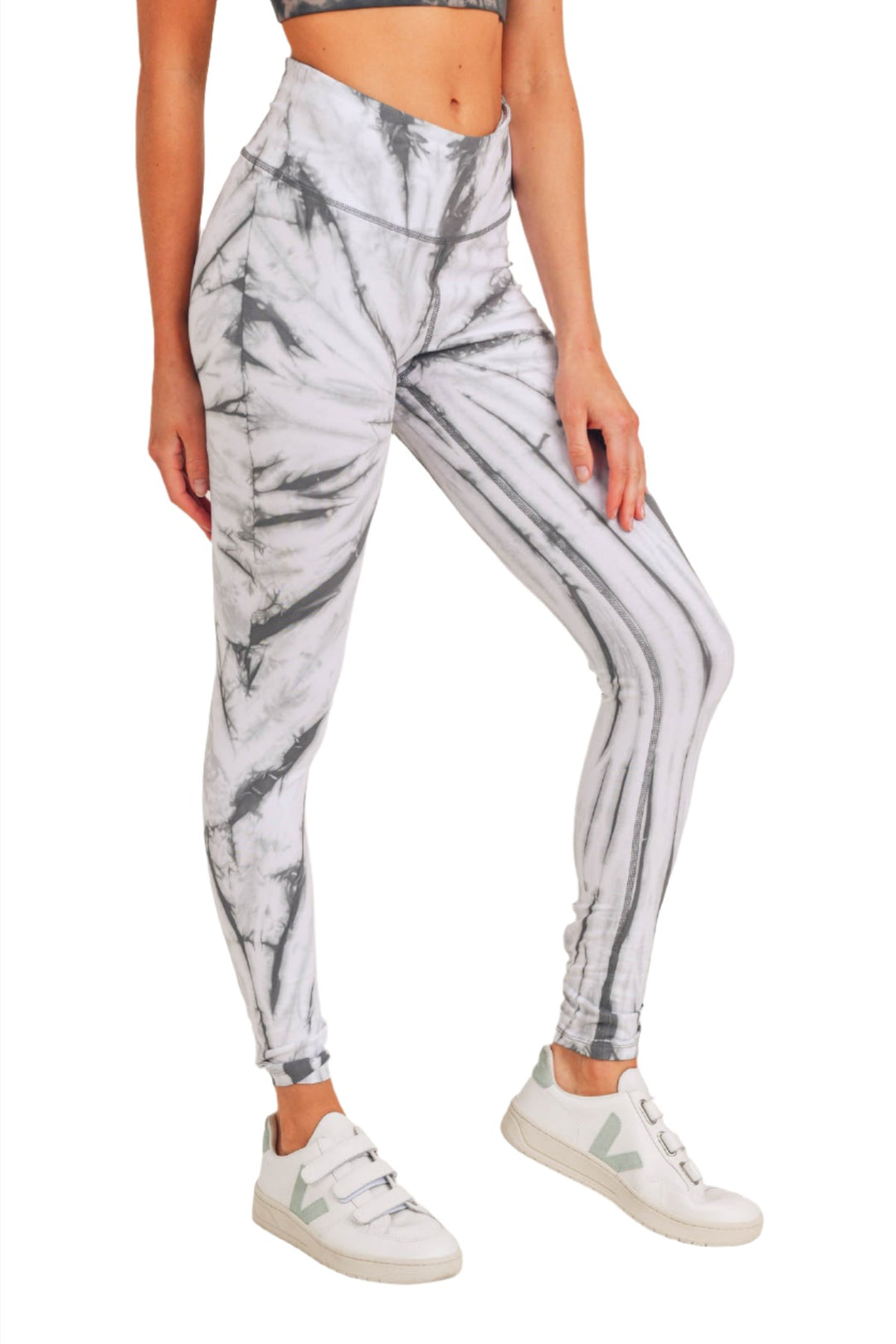 Mono B Tie-Dye Full Length High-Waist Leggings APH3053 - Dark Sage Tie Dye - Side View