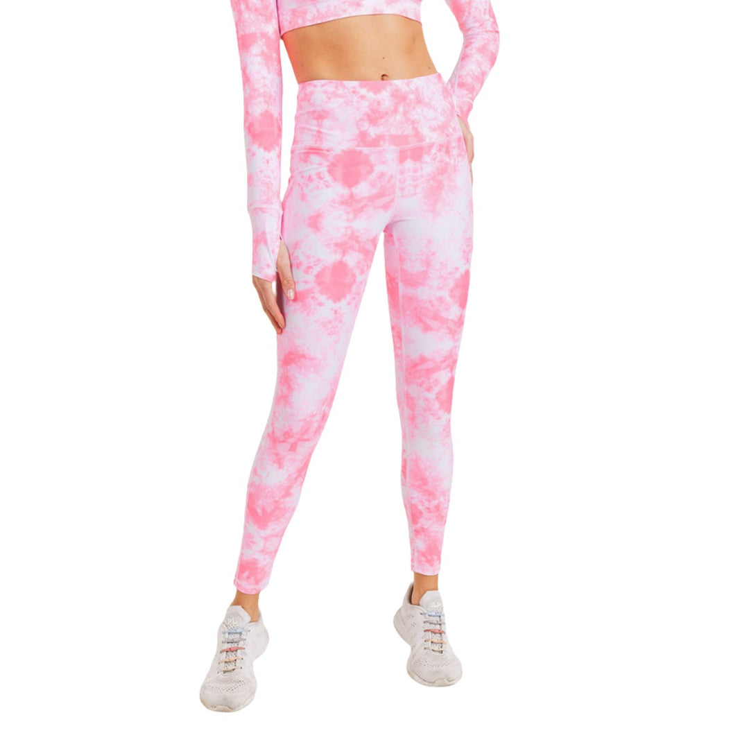 Mono B Tie Dyed Leggings APH3067 - Pink Tie Dye - Front View