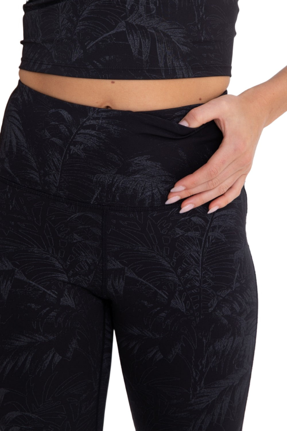 Mono B APH3069 Tropical Foil Print High-Waisted Leggings - Foil Print - Rear View
