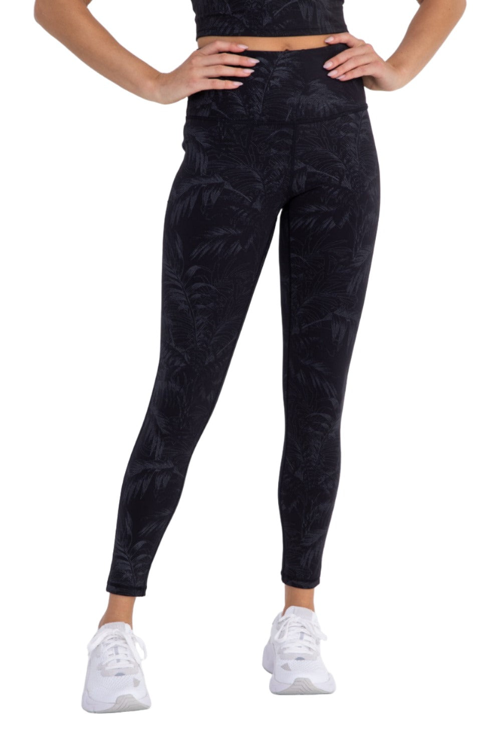 Mono B APH3069 Tropical Foil Print High-Waisted Leggings - Foil Print - Front View