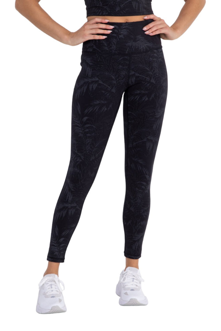 Mono B APH3069 Tropical Foil Print High-Waisted Leggings - Foil Print - Front View