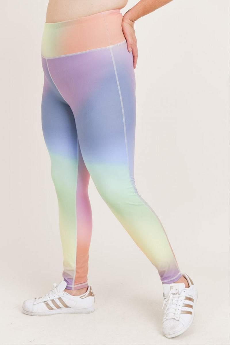 Mono B Rainbow Pastel Highwaist Leggings APH3076 Plus