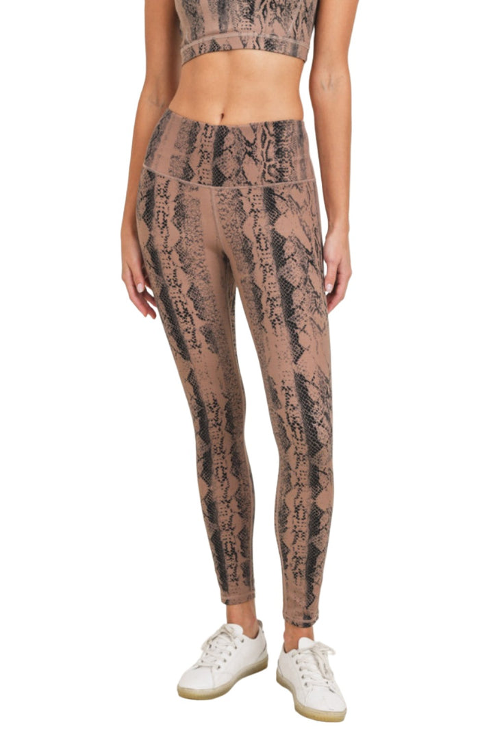 Mono B Snake Print High waist Leggings APH3087 and Plus Mocha