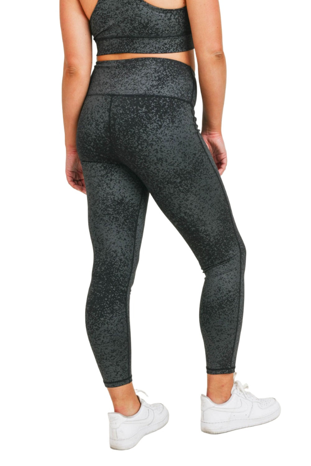 Mono B Flake Foil High-Waist Leggings APH3103 Plus - Foil Print - Back Side View
