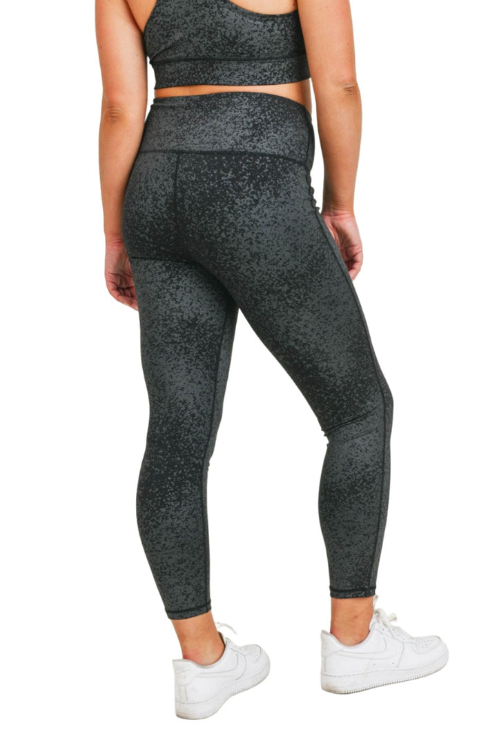 Mono B Flake Foil High-Waist Leggings APH3103 Plus - Foil Print - Back Side View
